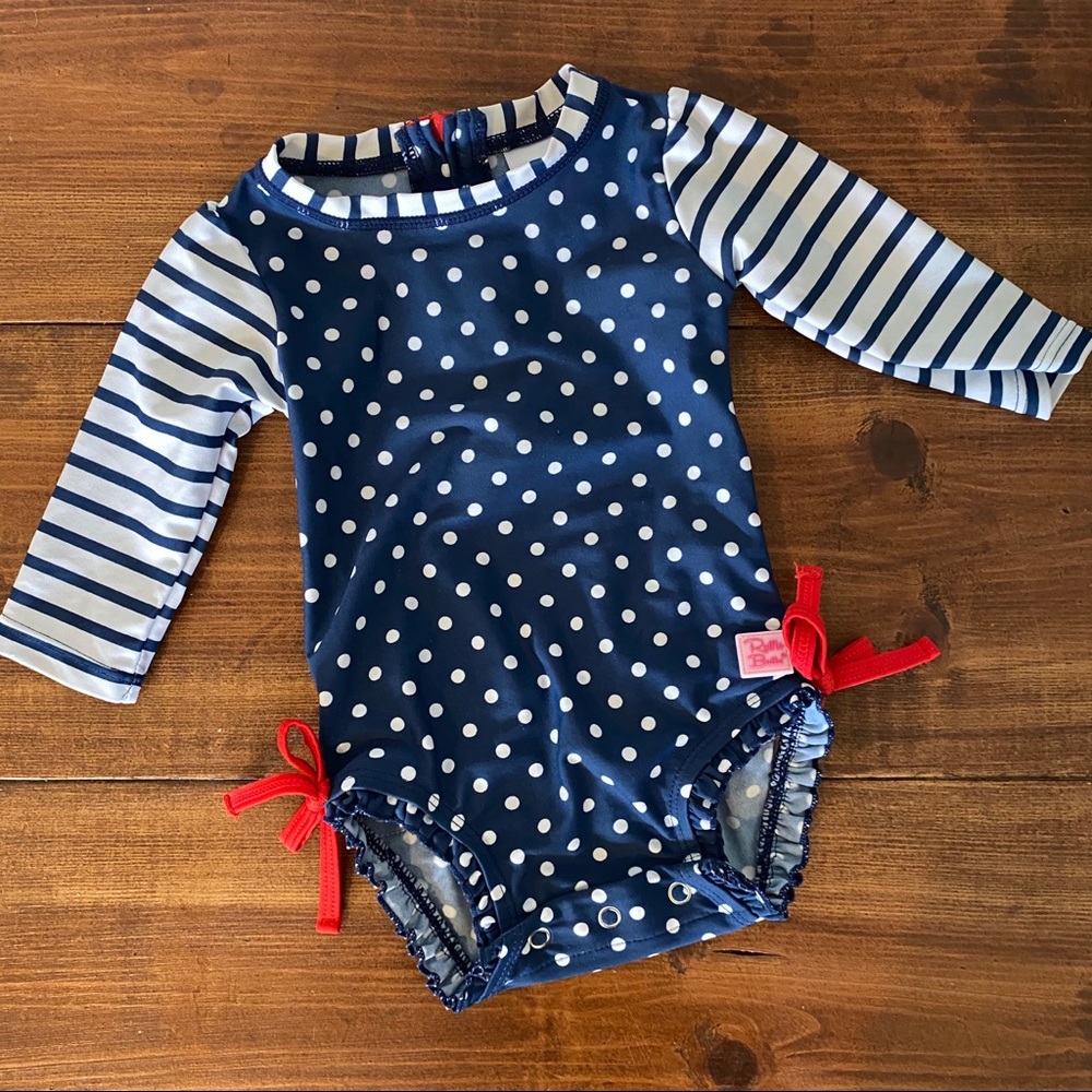 3-6Mo Red, White & Blue Ruffle Butts Swimsuit